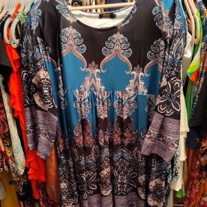 Blue and Black Paisley Dress